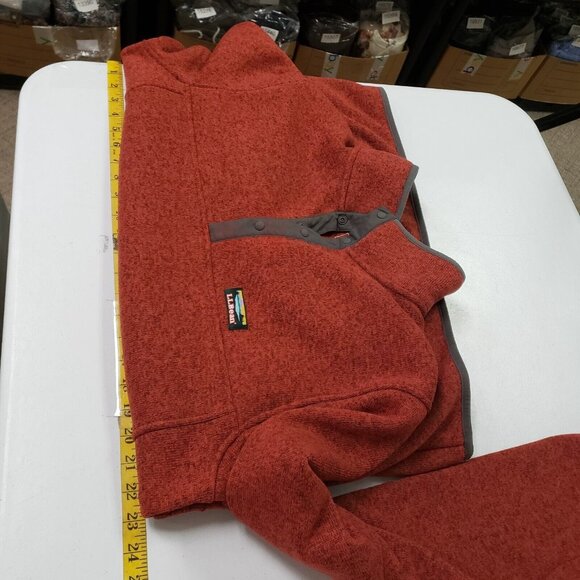 LL Bean Mens Pullover Fleece Sweater Size L Red Outdoors Hiking Comfort Rugged - Picture 4 of 7